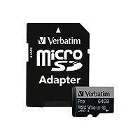 Verbatim PRO - flash memory card - 64 GB - microSDXC UHS-I