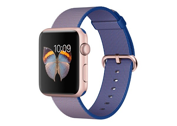 Apple Watch Sport - rose gold aluminum - smart watch with band - royal blue