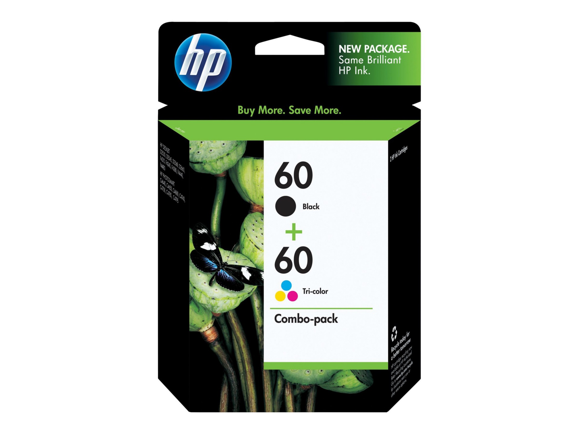 HP 60 Original Inkjet Ink Cartridge - Black, Tri-color - 2 / Pack
