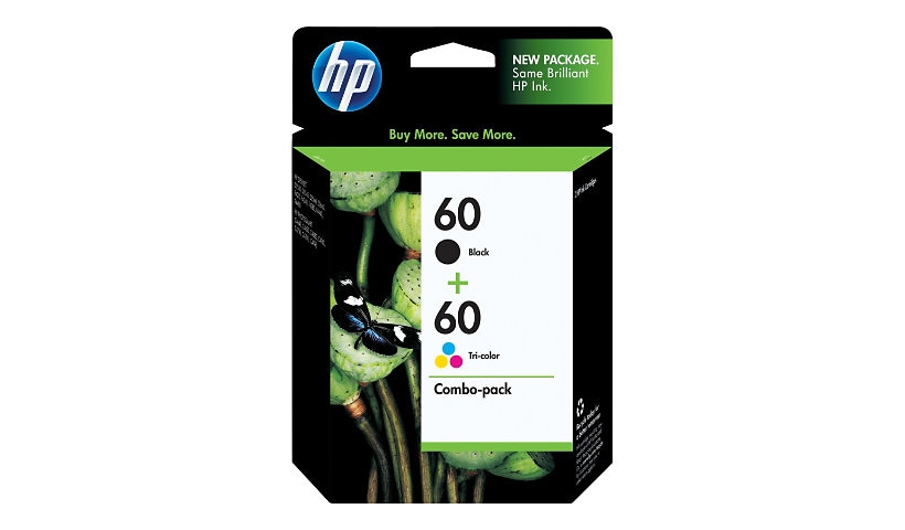 HP 60 - 2-pack - color (cyan, magenta, yellow), pigmented black - original - ink cartridge