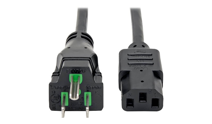 Tripp Lite 3ft Computer Power Cord Hospital Medical Cable 5-15P to C13 10A 18AWG 3' - power cable - IEC 60320 C13 to