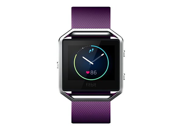 Fitbit Blaze smart watch with plum band
