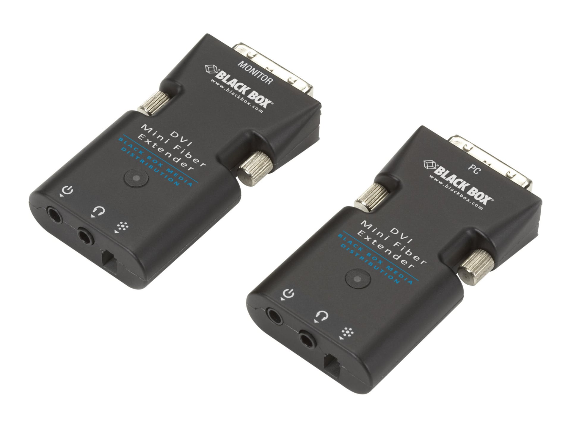 Black Box Mini Extender Receiver Only for DVI-D and Stereo Audio over Fiber - video/audio extender