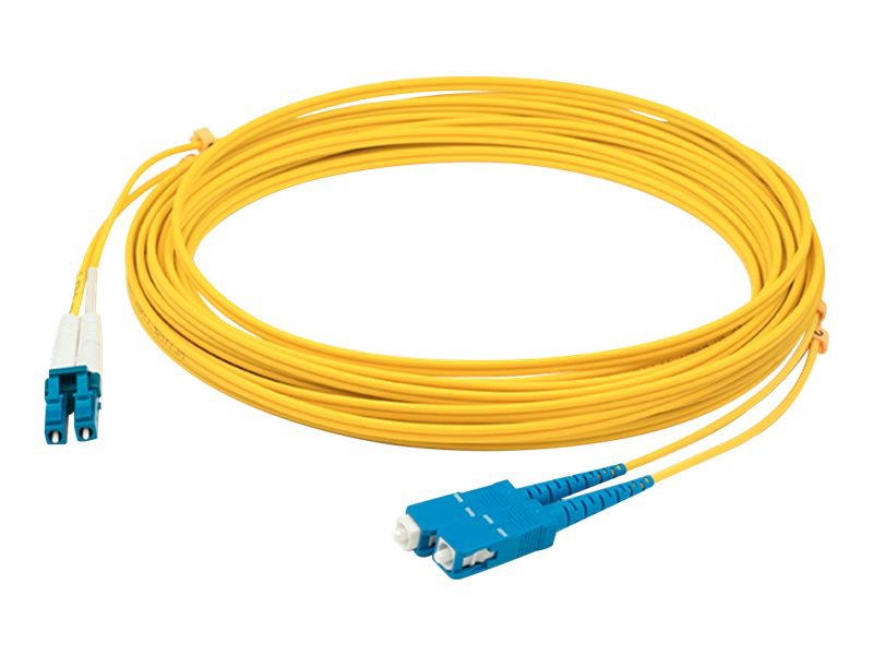AddOn 2m SC to LC Yellow OS2 Duplex OFNR (Riser-Rated) SMF Fiber Patch Cable
