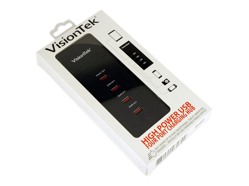 VisionTek High Power USB Four Port Charging Hub - hub - 4 ports