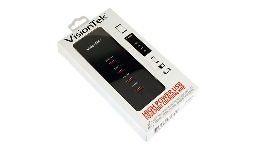 VisionTek High Power USB Four Port Charging Hub - hub - 4 ports