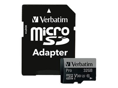Verbatim PRO - flash memory card - 32 GB - microSDHC UHS-I