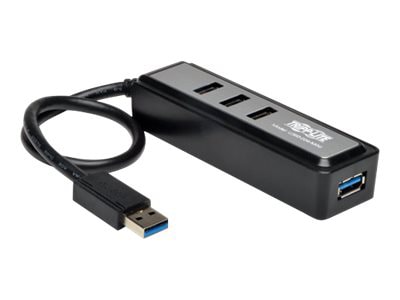 Mini concentrateur mince et portable à 4 ports de Tripp Lite, USB 3.0 Superspeed avec câble intégré