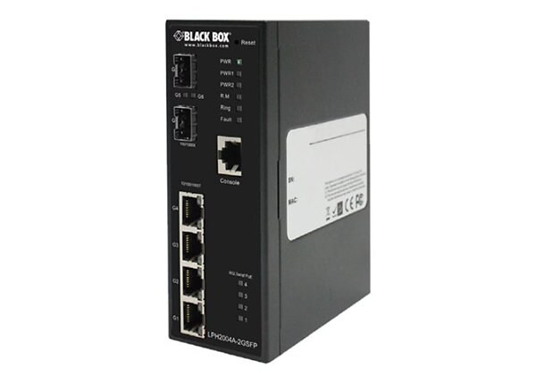 Black Box Industrial - switch - 6 ports - managed - rack-mountable