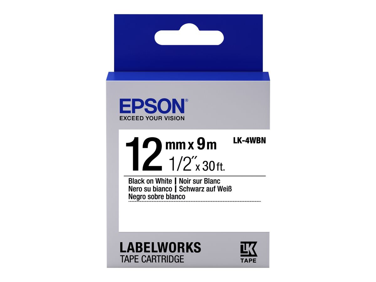 Epson LabelWorks LK-4WBN - label tape - 1 cassette(s) - Roll (1.2 cm x 9 m)