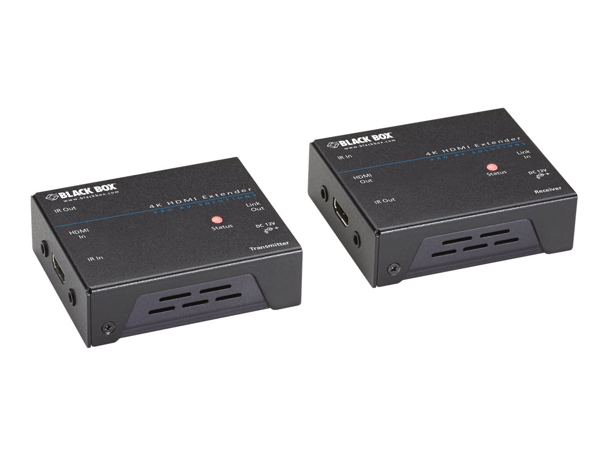 Black Box 4K HDMI IR Extender - transmitter and receiver - video/audio/infrared extender - HDMI, CATx - TAA Compliant