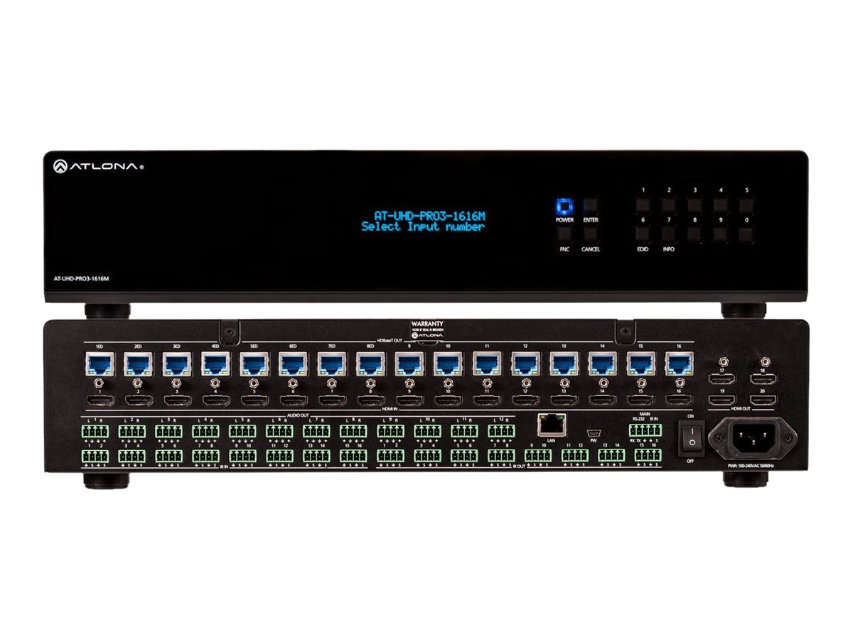 Atlona AT-UHD-PRO3-1616M 4K/UHD Dual-Distance 16x16 HDMI to HDBaseT Matrix