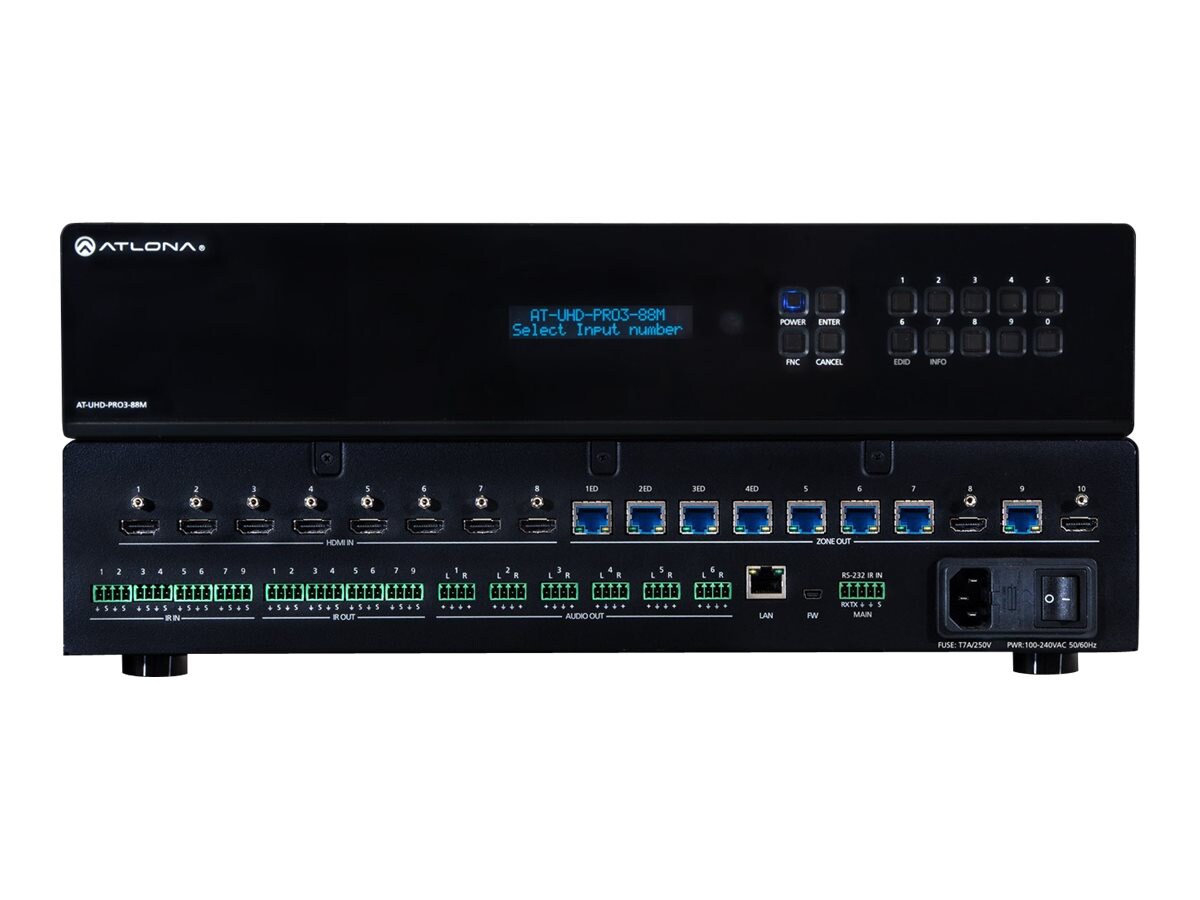 Atlona AT-UHD-PRO3-88M - video/audio/infrared/serial switch - managed - rac
