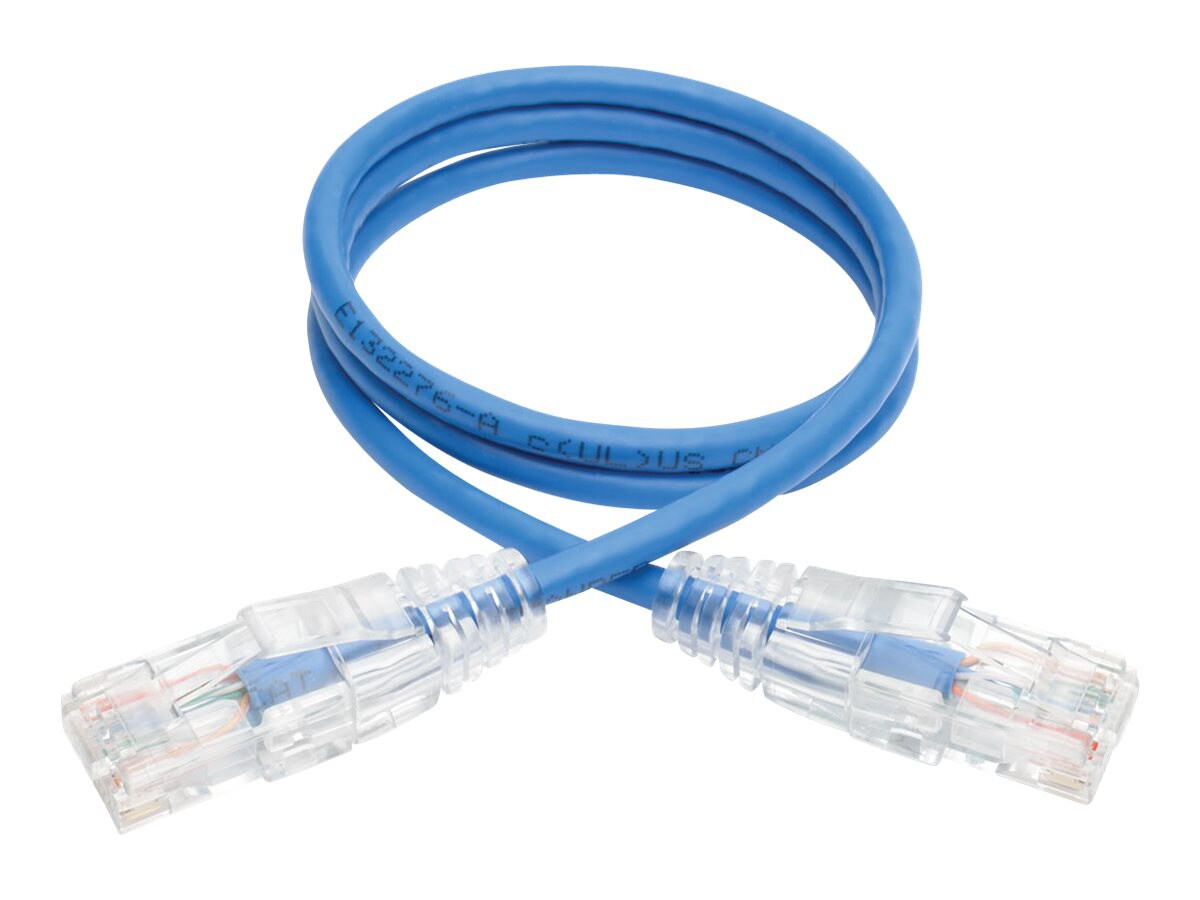 Eaton Tripp Lite Series Cat6 Gigabit Snagless Slim UTP Ethernet Cable (RJ45 M/M), PoE, Blue, 2 ft. (0.61 m) - patch