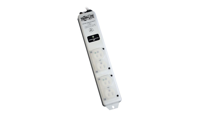 Tripp Lite Safe-IT Surge Protector Power Strip Hospital Medical Antimicrobial 4 Outlet 6' Cord For Patient Care - surge