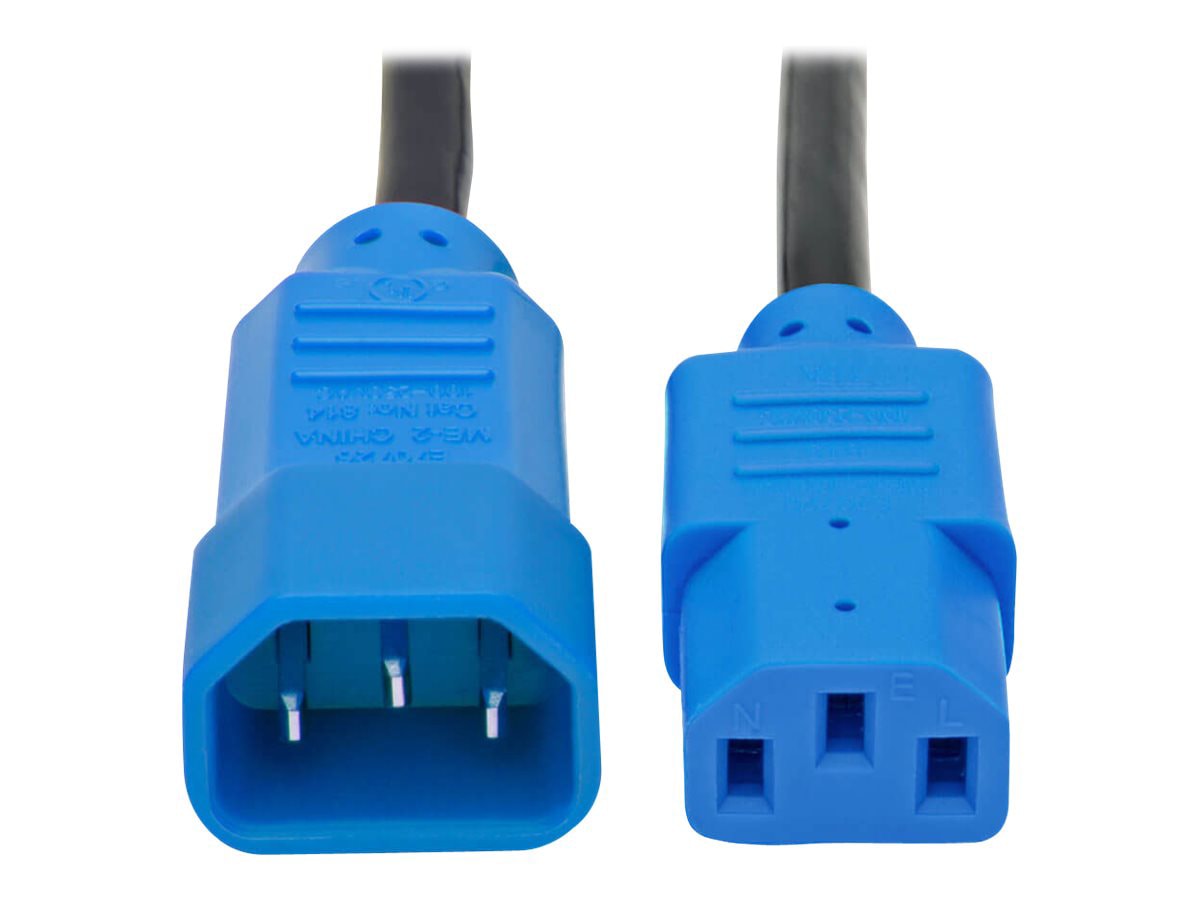 Tripp Lite Computer Power Extension Cord 10A 18AWG C14 to C13 Blue Plug 4ft