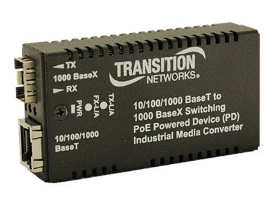 Transition Networks Hardened Mini PD 10/100/1000 Bridging - fiber media converter - 10Mb LAN, 100Mb LAN, GigE