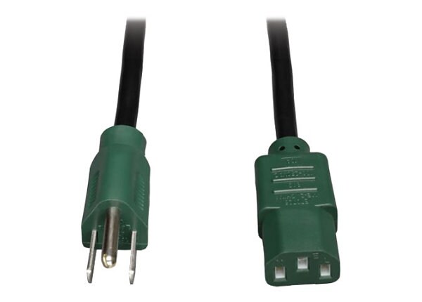 Tripp Lite 4ft Computer Power Cord Cable 5-15P to C13 Green 10A 18AWG 4' - power cable - 1.2 m