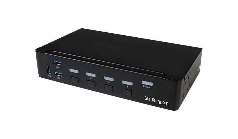 StarTech.com 4-Port DisplayPort KVM Switch - DP KVM Switch with Built-in USB 3.0 Hub for Peripherals - 4K 30 Hz