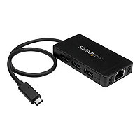 StarTech.com 3 Port USB C Hub with Ethernet and Power Adapter
