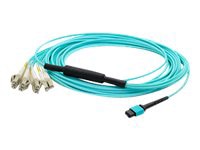 Proline 30m MPO/UPC to 4xLC/UPC Duplex Aqua OM4 OFNR (Riser-Rated) 8-Strand Fiber Fanout Cable