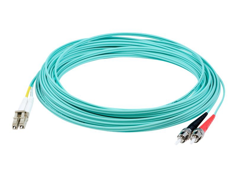Proline 30m ST to LC Aqua OM4 Duplex OFNR (Riser-Rated) Fiber Patch Cable