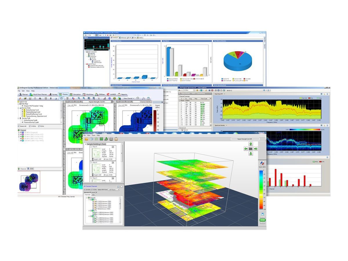 AirMagnet WLAN Design & Analysis Suite with Multi Adapter Kit - license - 1 user - with 3 Proxim adapters