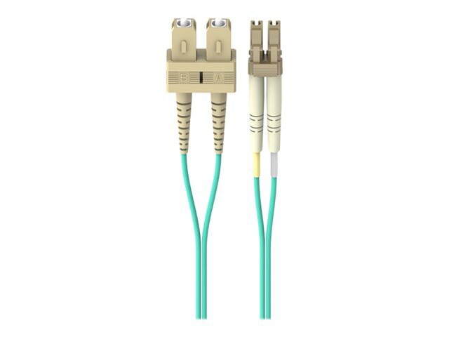 Belkin 3M Fiber Optic Cable: 10Gb Aqua Multimode LC/SC Duplex, 50/125 OM3 - patch cable - 3 m - aqua - B2B