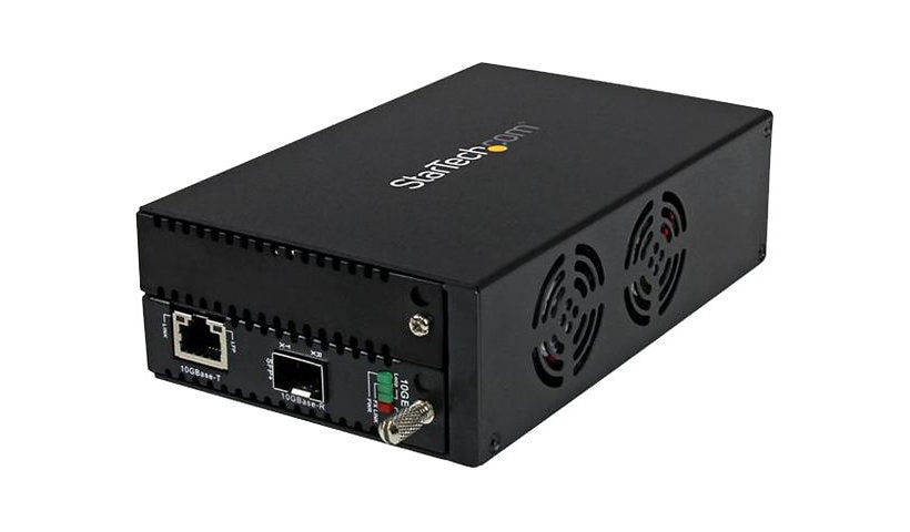 StarTech.com 10 Gigabit Ethernet Copper-to-Fiber Media Converter - Open SFP+ - Managed - 10G Ethernet Media Converter