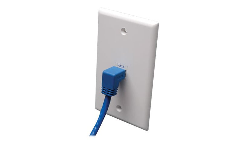 Eaton Tripp Lite Series Down-Angle Cat6 Gigabit Molded UTP Ethernet Cable (RJ45 Right-Angle Down M to RJ45 M), Blue, 5