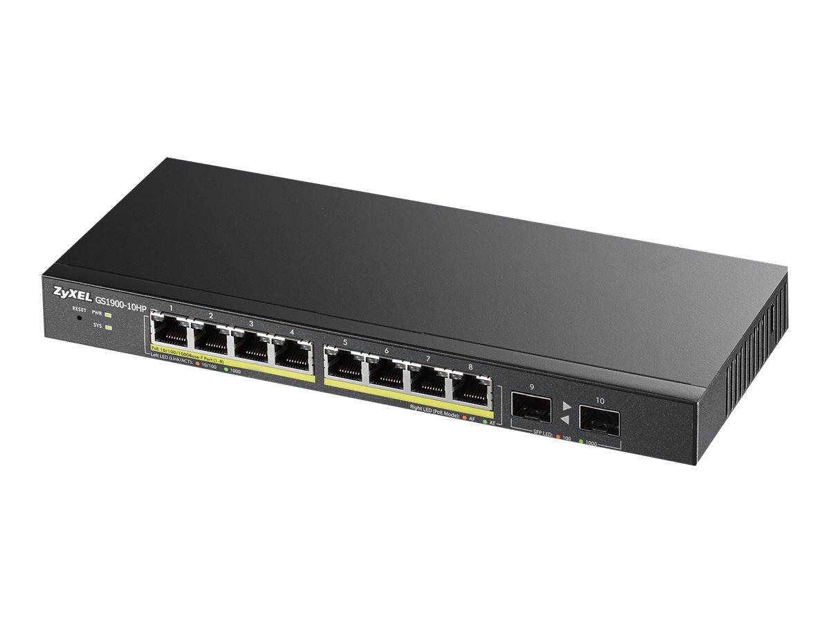 Zyxel GS1900-10HP - switch - 8 ports - smart