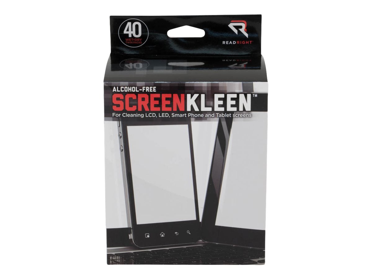 Read Right Alcohol-Free ScreenKleen - cleaning wipes for LCD display, cellular phone, tablet