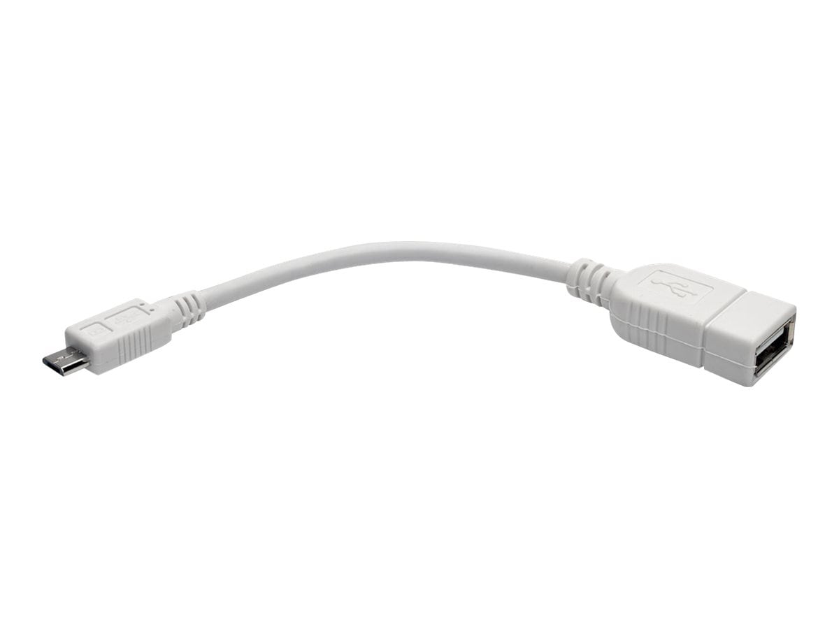 Tripp Lite 6" Micro USB-B to USB OTG Host Adapter Cable On the Go White M/F