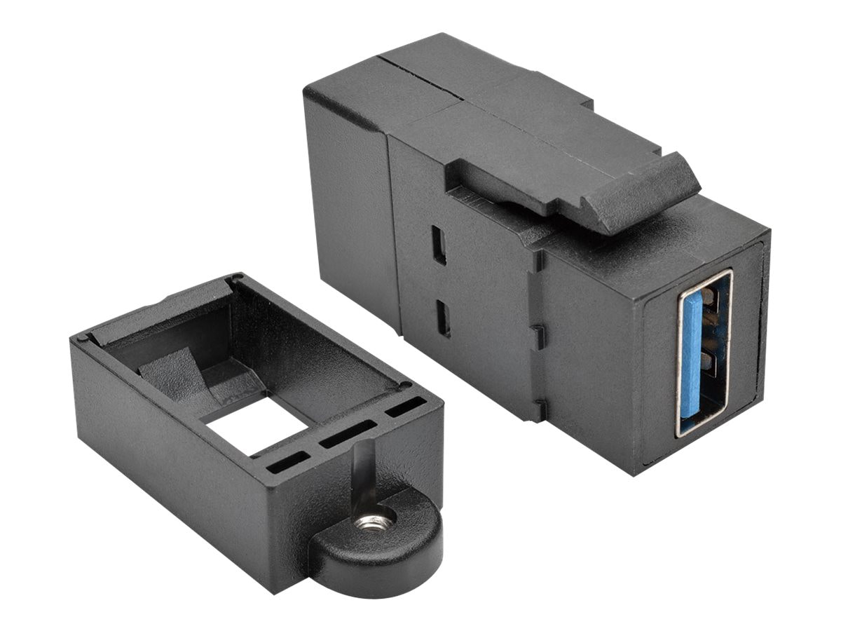 Eaton Tripp Lite Series USB 3.0 Keystone Panel Mount Coupler F/F All in One Black - USB adapter - USB Type A to USB Type