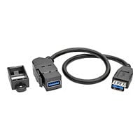 Tripp Lite USB 3.0 Keystone Panel Mount Coupler Cable F/F Angled 1ft - USB adapter - USB Type A to USB Type A - 1 ft
