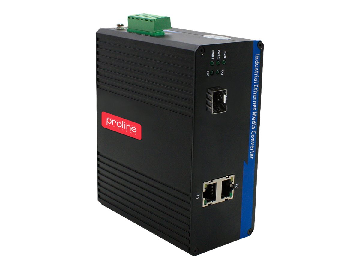 Proline 10/100/1000Base-TX(RJ-45) to Open SFP Port Industrial POE Media Converter