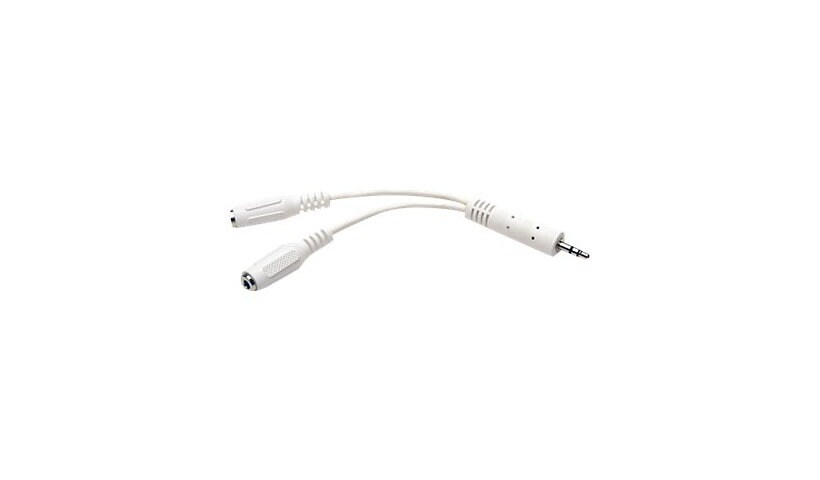Tripp Lite 6in Mini Stereo Cable Adapter Y Splitter 3.5mm M to 2xF White 6"