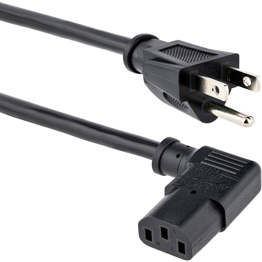 StarTech.com 3ft (1m )Computer Power Cord, NEMA 5-15P to Right Angle C13, 1