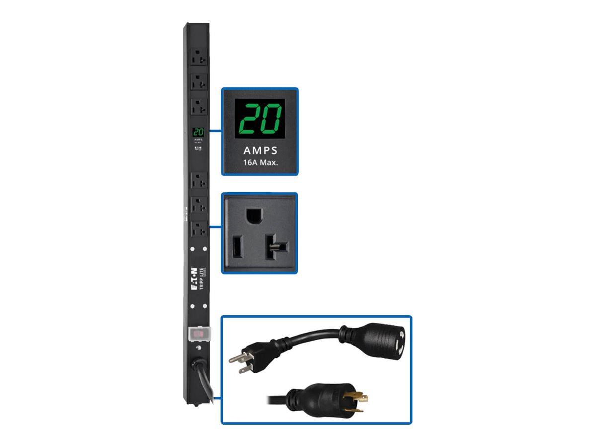 Eaton Tripp Lite Series PDU Metered 120V 20A 5-15/20R 6 Outlet L5-20P 24" H