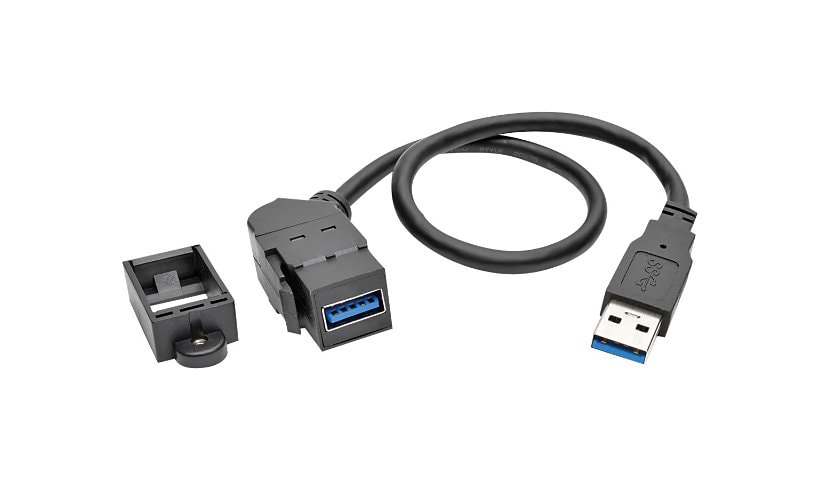 Tripp Lite USB 3.0 Keystone Panel Mount Coupler Extension Cable Angled 1' - USB adapter - USB Type A to USB Type A - 1