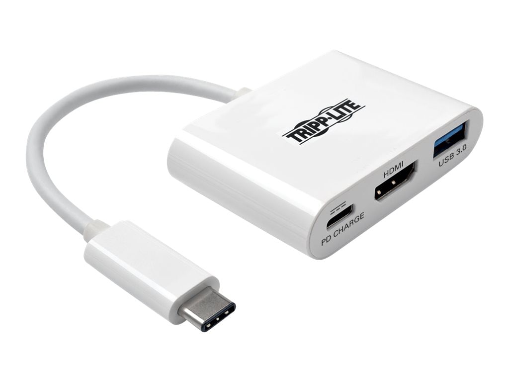 Eaton Tripp Lite Series USB C to HDMI Multiport Video Adapter Converter 1080p w/ USB-A Hub & USB-C PD Charging,