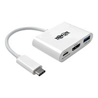 Tripp Lite USB C to HDMI Multiport Video Adapter Converter 1080p w/ USB-A Hub & USB-C PD Charging, Thunderbolt 3