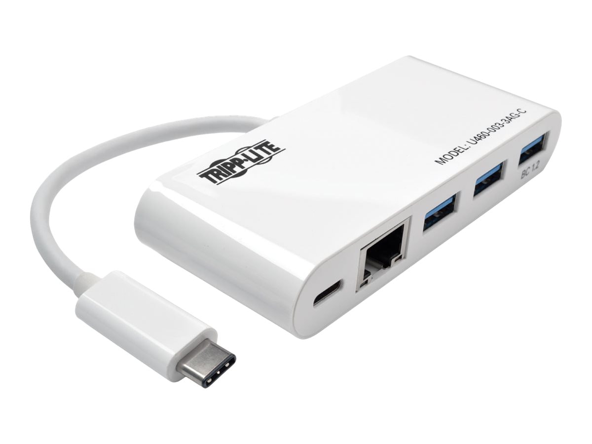 Tripp Lite USB C Hub x3 USB-A, Gigabit Ethernet Port, Type C Charging Port
