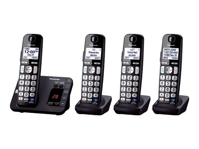 Panasonic KX-TGE234B - cordless phone - answering system with caller ID/call waiting + 3 additional handsets
