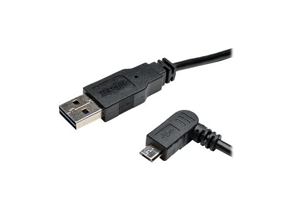 Tripp Lite 3ft USB 2.0 High Speed Cable Reversible A to Left Angle 5Pin Micro B M/M 3' - USB cable - 91 cm