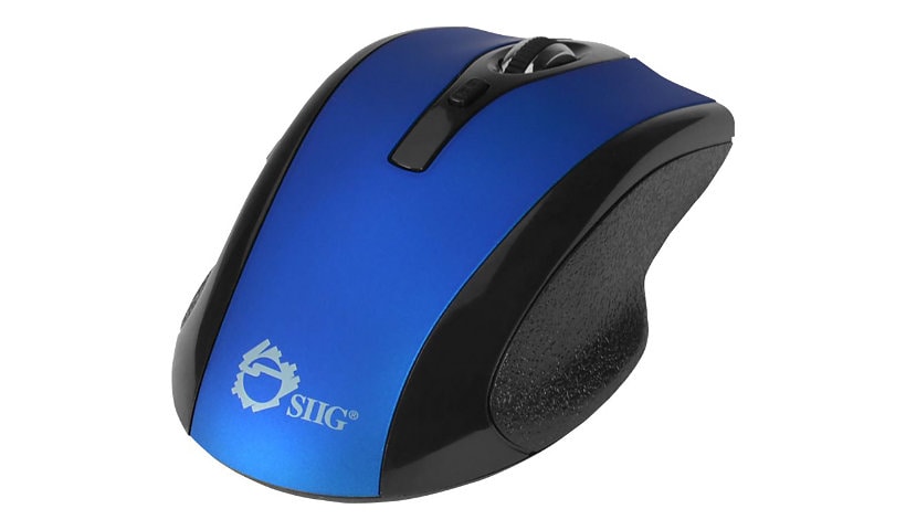 SIIG 6-Button Ergonomic Wireless Optical Mouse - mouse - 2.4 GHz - blue