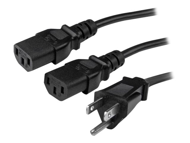 StarTech.com 10ft (3m) Computer Power Y Cord NEMA 5-15P to C13 Power Cord 18AWG TV/PC Power Cable