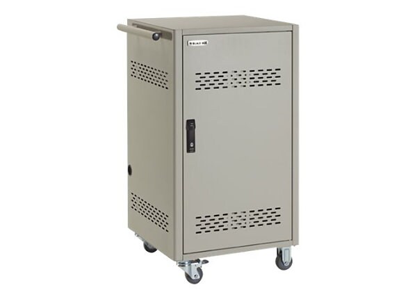 Black Box Standard Intelligent Charging Cart - 30-Device, Steel Top, Fixed Shelves, Hinged Door, Front Cable Management