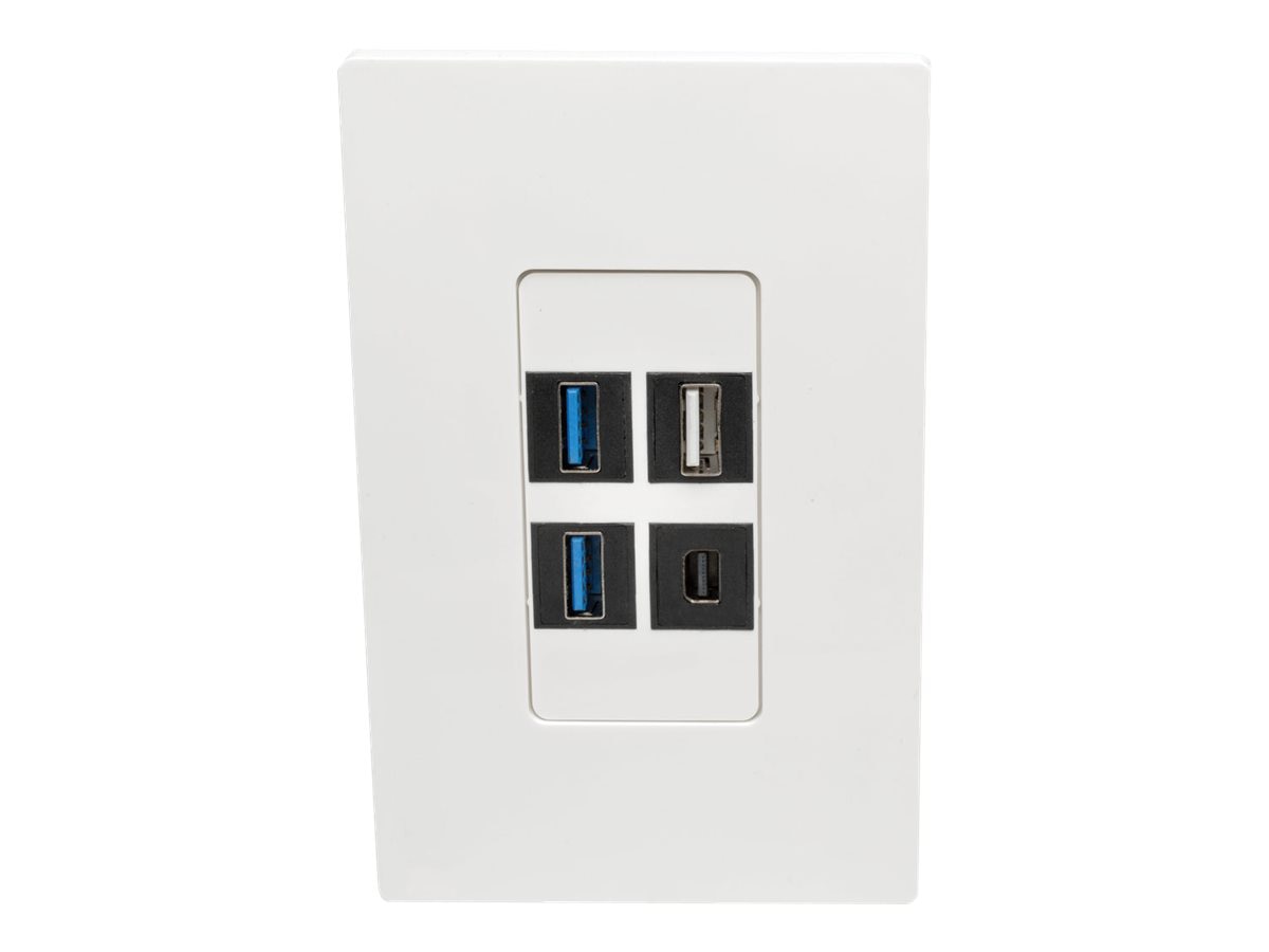 Thumbnail 2 of 5 for Eaton Tripp Lite Series Single-Gang 4-Port Wall Plate Keystone Cat5/6 USB HDMI Dport RCA - faceplate - TAA Compliant