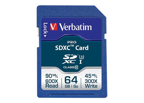 Verbatim PRO - flash memory card - 64 GB - SDXC UHS-I
